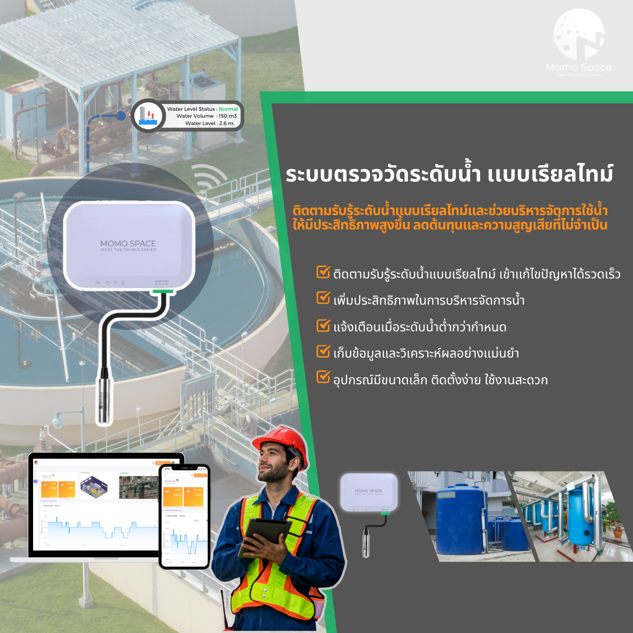 Smart water Level Sensor เซนเซอร์วัดระดับน้ำในถังน้ำ หรือ ในท่อน้ำ เเสดงผล Real time ผ่าน Mobile application เเละ Web application